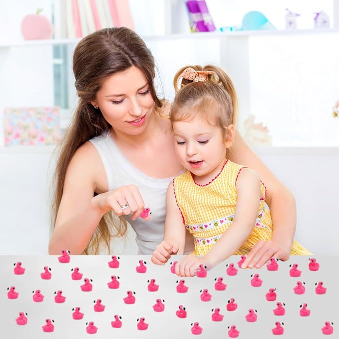 200 Pcs Mini Resin Flamingo Ducks, Pink Tiny Flamingo Figurine Resin Animals Set Toy Bulk for DIY Crafts Topper Cake Party Gifts Garden Lawn Dollhouse Micro Landscape Aquarium Fairy Home Decor