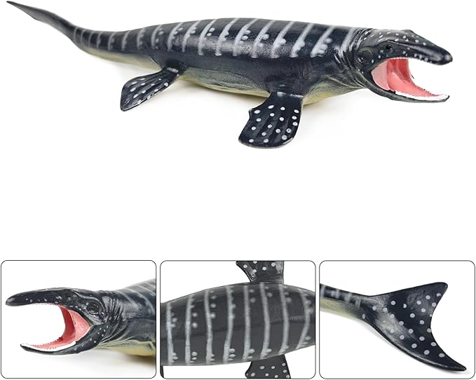 SmilerSmile 9" Solid Sea Animals Educational Toys, Simulation Ocean Shark Sea Creature Toy for Toddlers Kids (Grey Mosasaurus)