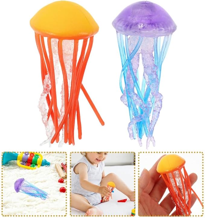 Mini Simulation Jellyfish Model Toys 2Pcs Ocean Animals Cognitive Educational Toys Realistic Sea Creature Figures for Kids Party Decor