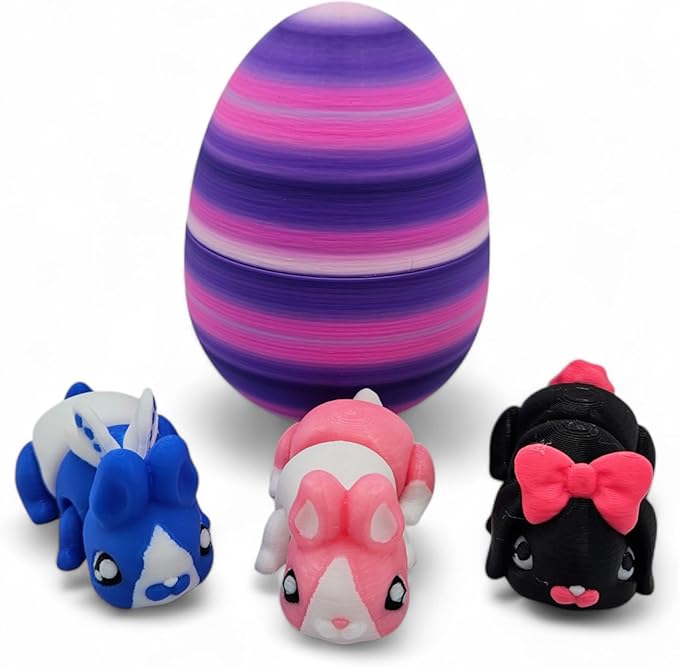Bunny Eggs Collectible Figurines - Includes 3 Unique Articulating Bunnies - Articulating Design - Easter Eggs, Educational, Stress, Anxiety, ADHD Relief