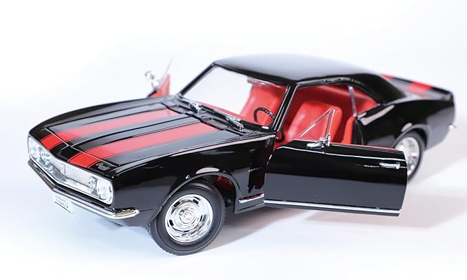 1967 Chevy Camaro Z28 Alloy Collector Model - 1:18 Scale Racing Legend Replica with Full Function Design - Iconic American Muscle Car Masterpiece - Collector's Display Set（Black）