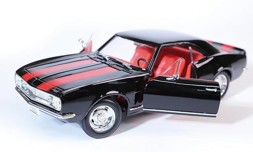 1967 Chevy Camaro Z28 Alloy Collector Model - 1:18 Scale Racing Legend Replica with Full Function Design - Iconic American Muscle Car Masterpiece - Collector's Display Set（Black）