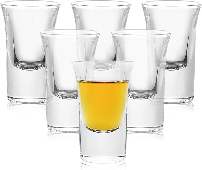 Goldmeet 6-Pack Mini Shot Glasses 0.8oz [24ml] - Heavy Base Clear Whiskey Glasses, Dishwasher Safe Glass Cups for Party/Bar/Housewarming Gift