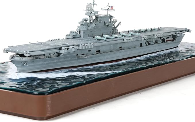 1/700 USS Enterprise CV-6 Aircraft Carrier ABS + Alloy Diecast Boat Model World War II Pacific War Aircraft Carrier Diecast Model with Display Stand and Dust Box Collection Gift for Adult