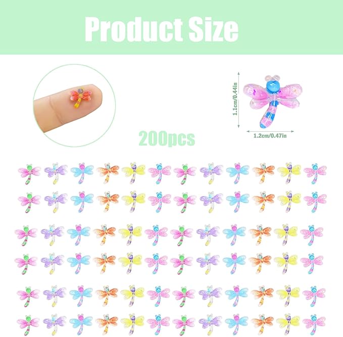 200PCS Mini Dragonflie Decor for Dollhouse Resin Tiny Dragonflie for Crafts Micro Miniature Dragonflies for Fairy Garden Dollhouse Micro Landscaping Decoration