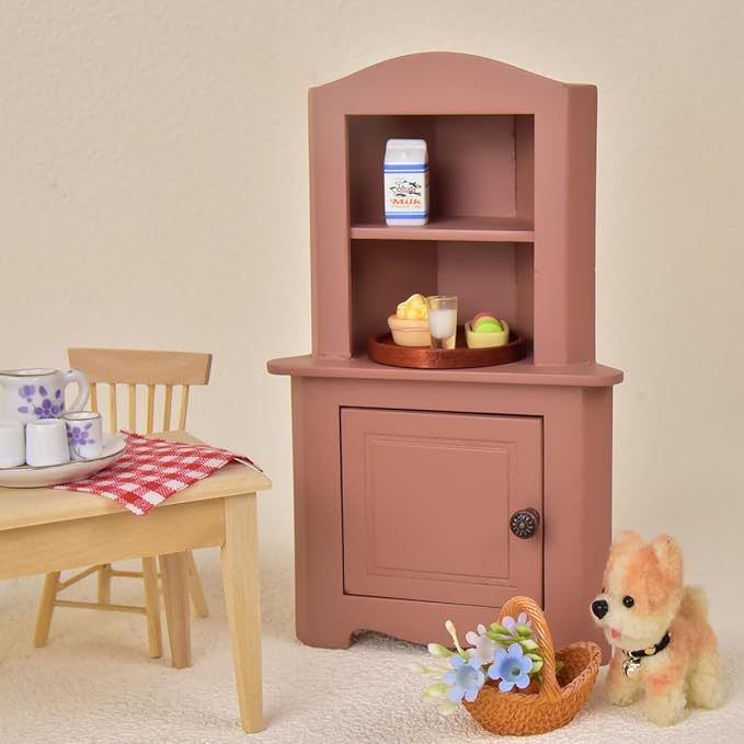 Miniature Wooden Dollhouse Corner Cabinet 1/12 Scale Closet for Mouse Hole Farm House - Dollhouse Furniture Decor Gift for 14+