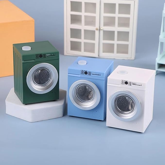 Sturdy 1 12 Scale Dollhouses Laundry Room Furniture Realistic Miniature Washing Machine with Interactive Features Dollhouses Accessory