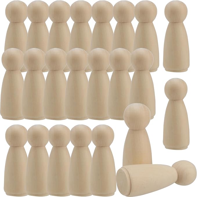 30 PCS 3.5 Inch Wooden Peg Dolls, Unfinished Wood Angel Girl Shape Peg People Bodies Figures for DIY Craft, Wedding, Cake Toppers, Painting