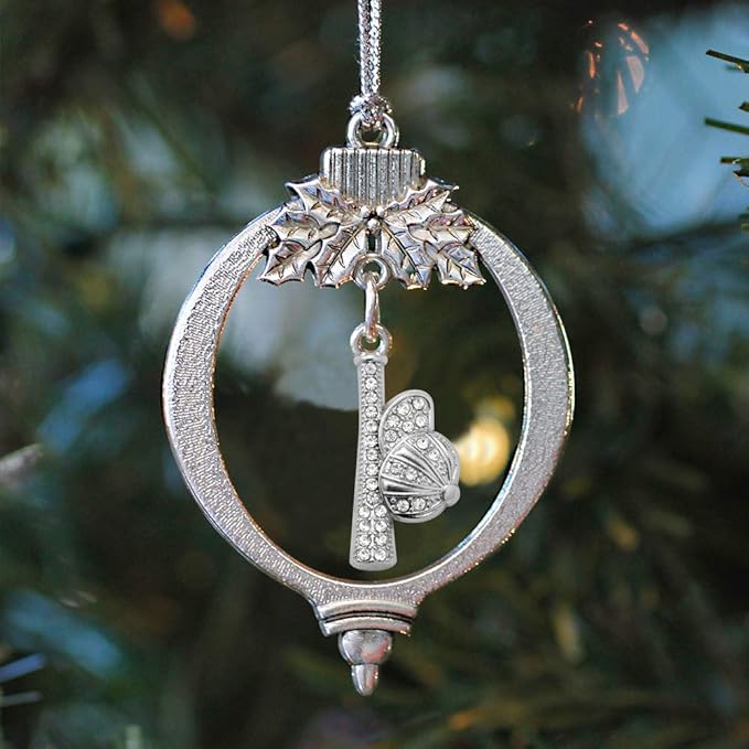 Inspired Silver - Hat and Bat - Silver Christmas Ornament - Unique Charm Christmas Tree Ornament - Holiday Hanging Decoration