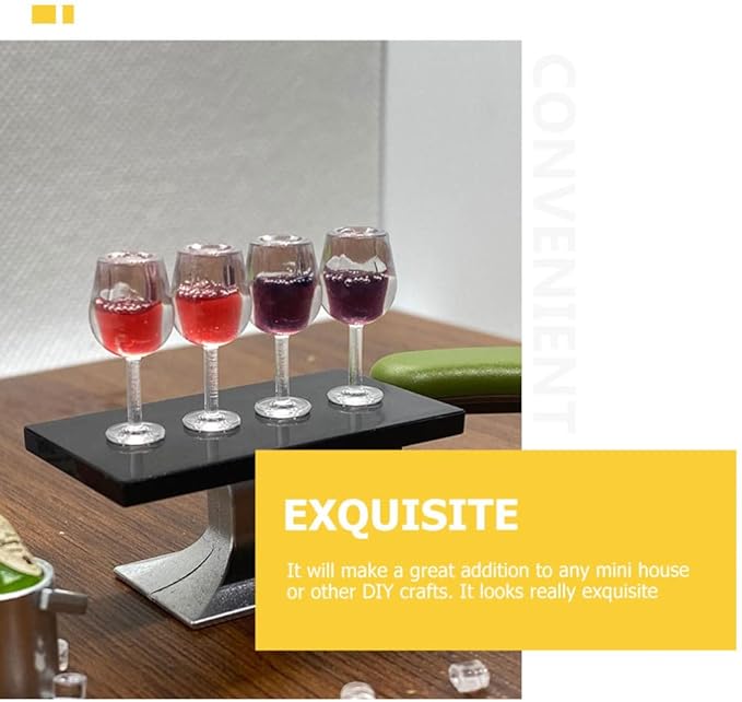 TOYANDONA 10pcs Miniature Dollhouse Wine Glasses, 1:12 Miniature Wine Glasses Mini Dollhouse Cocktail s for Kitchen Accessories Decors