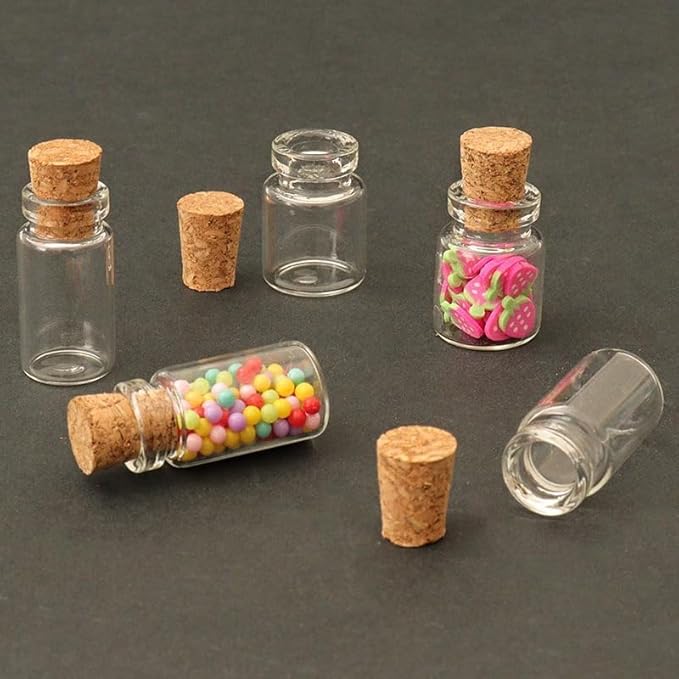 10Pcs Dollhouse Glass Jars Miniature: 1/12 Scale Glass Bottles Food Container - Mini Canister Empty with Cork, Dollhouse, Dollhouse Decor for Kitchen Restaurant DIY Accessories
