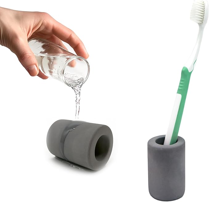DiatZeno Mini Toothbrush Holders for Bathrooms - Diatomite Quick-Dry Organizer, Compact Portable Toothbrush Holder for Countertop, Shower & Travel Storage