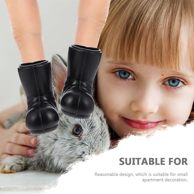 Ipetboom Mini Santa Boots - 7 Pairs Christmas Small Gnome Shoes Gnomes Santa Claus Tiny Boot Model for Crafts - Black Plastic Doll Shoes for Christmas Decor Dollhouse Ornaments Costume Accessories