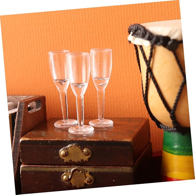 Kisangel 20pcs Miniature Cocktail Glasses Scale Dollhouse Accessories for Realistic Decoration Tiny Goblets for Miniature Decor