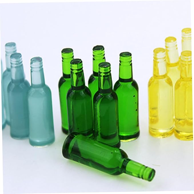 ibasenice 12pcs Miniature Beer Bottle Models for Dollhouse Decoration Mini Wine Bottles Playthings Realistic Design for Small Space and Creative Scenes