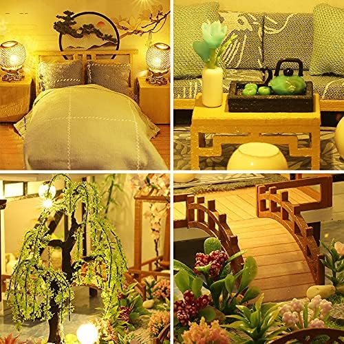 GuDoQi DIY Miniature Dollhouse Kit, Tiny House kit with Music, Miniature House Kit 1:24 Scale, Great Handmade Craft Gift for Birthday Christmas Day, Traditional Courtyard House