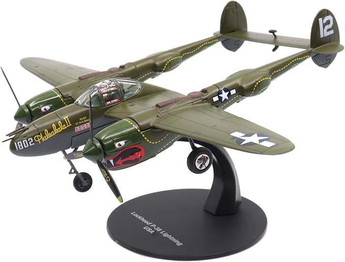 Motor city classics 1:72 Scale Military Diecast Collectible | USAAF Lockheed P-38J-10-LO Lightning Interceptor - 2nd Lt. Joseph E Ficklin | Militaria Diecast Model 27296-41