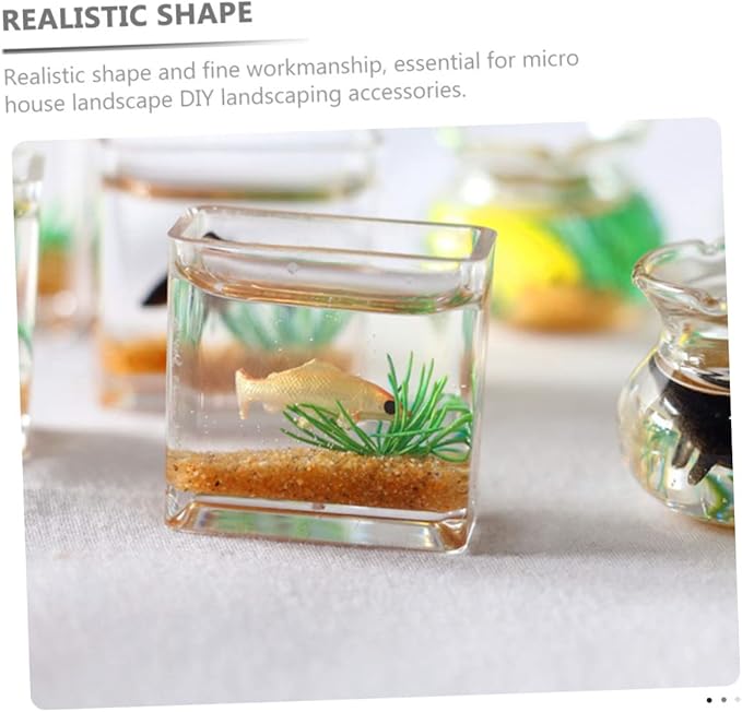 OATIPHO 2pcs Miniature Fish Bowl Decor Wear-Resistant Dollhouse Accessories for Tiny Aquarium Scenes Shapes Random and House Decoration