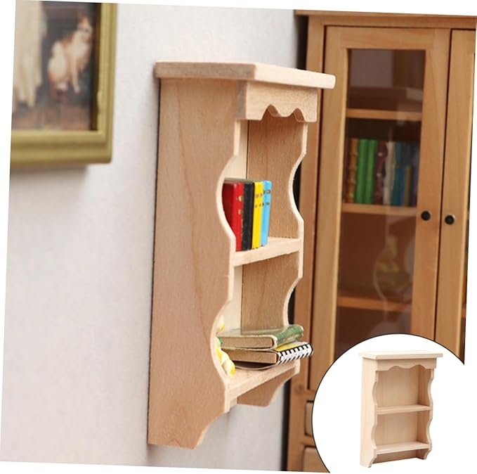 HEMOTON 1:12 Dollhouse Mini Furniture Model Decorative Mini Wall Shelf Accessory