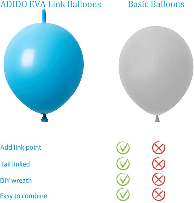 ADIDO EVA Link Balloons Light Blue 6 Inch Latex Quick Linkale Balloon 80 Pcs for Birthday, Halloween, Christmas, Party Festival Decorations