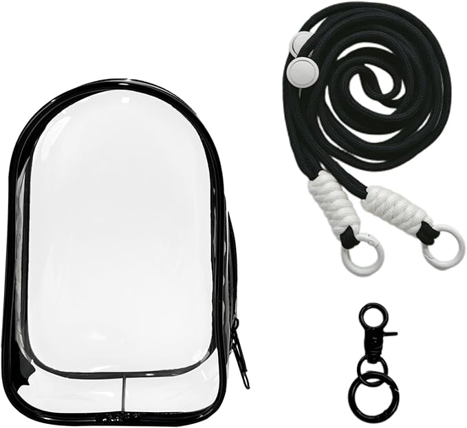 Clear Figure Display Bag with Keychain and Lanyard, Protective Doll Case, 15cm/5.91in Crossbody Doll Storage Bag