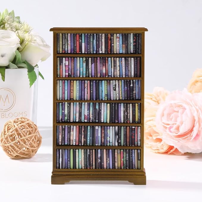 DIYDEC Mini Bookshelf with 180pcs Mini Books Miniature Anxiety Bookshelf Ornament Tiny Small Library Decor Shake Away Your Anxiety for Book Lovers Gift Home Room Office