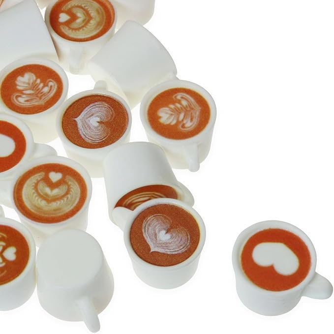XGNG 30PCS Resin Coffee Latte Art Cup Miniature Dollhouse Accessories Lovely Tableware Desktop Decorations Accessories Crafts Fake Drink Food