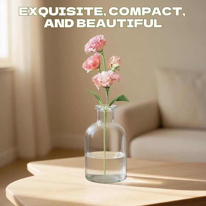 30PCS Glass Bud Vases Bulk, 4.22 oz Clear Small Mini Flower Vases for Centerpieces Decorative Glass Bottles Vintage Rustic Decoration for Wedding Dining Table Home Decor