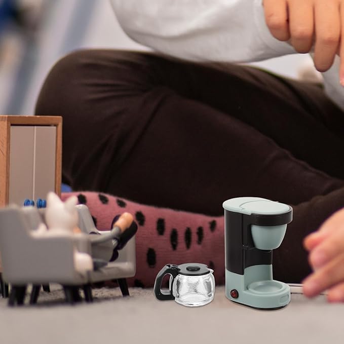 OSALADI 1/12 Scale Miniature Coffee Maker Dollhouse Accessory Mini Kitchen Appliance for Dolls Tiny Coffee Maker Decor for Dollhouse Scenes
