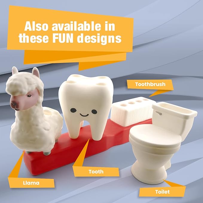 Kwirkworks Silly Toilet-Shaped Toothbrush Holder – Fun Bathroom Organizer for Kids, Holds 4 Toothbrushes, Hilarious and Functional