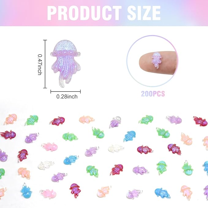200 Pieces Mini Jellyfish Decor for Crafts Dollhouse Miniatures Tiny Jelly Fish Beach Christmas Decorations for Dollhouse Fairy Garden Micro Landscaping Decoration