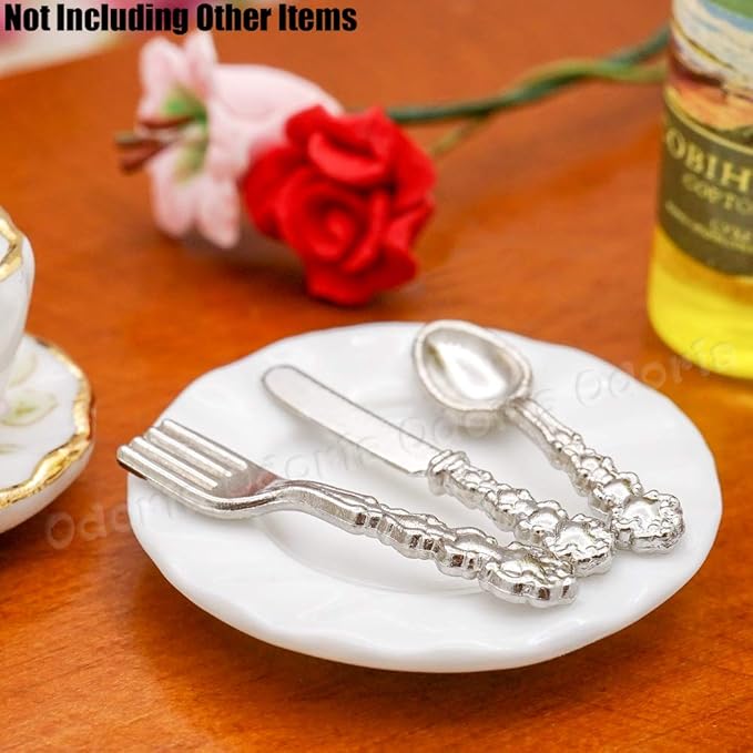 Odoria 1/12 Miniature Dish Plates 4Pcs Dollhouse Decoration Accessories