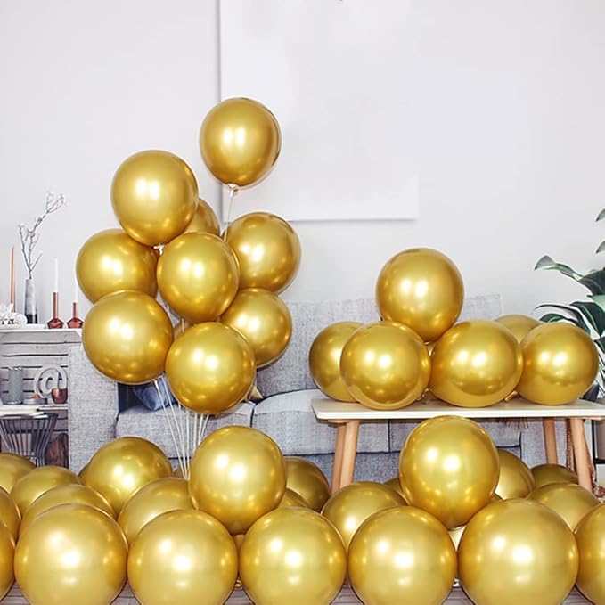 5 inch Metallic Gold Balloons, 100 pcs Thick Chrome Gold Latex Party Balloons (Metallic Gold)