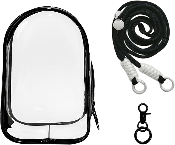 Clear Figure Display Bag with Keychain and Lanyard, Protective Doll Case, 18.5cm/7.28in Crossbody Doll Storage Bag