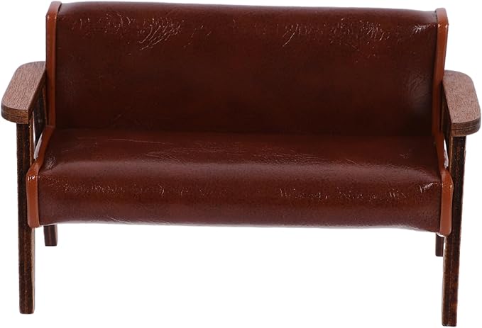 Zerodeko Mini Sofa Chair 1 12 Scale Dollhouse Furniture Pu Leather Vintage Tiny Sofa for Miniature Scene Decoration and Dollhouse Accessory