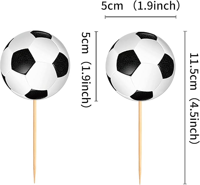 Ercadio 24 Pack Double Sided Soccer Cupcake Toppers Sports Soccer Cupcake Picks Soccer Birthday Cake Decorations Baby Shower Soccer Sports Theme Party Cake Decoration