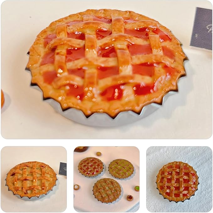 LUOZZY 3pcs Miniature Food Model Lifelike Dessert Model Doll House Pies Miniature Desserts Accessories