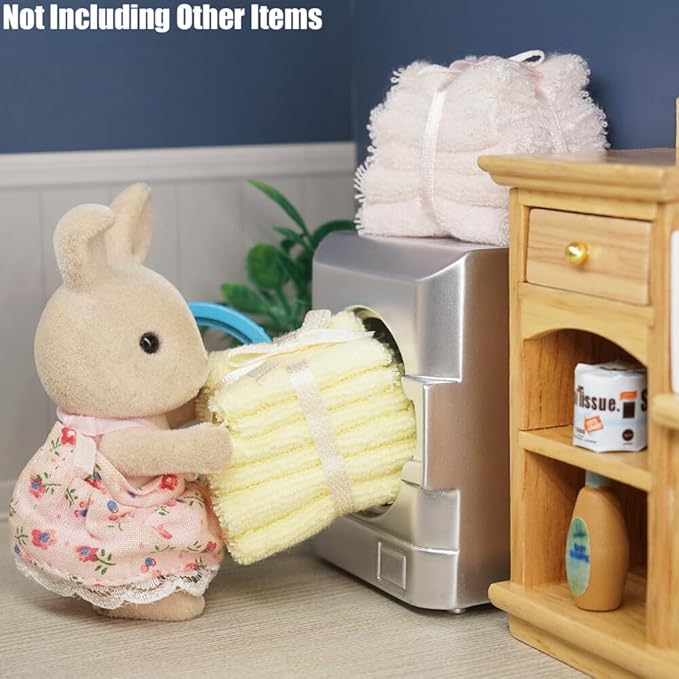 Odoria 1/12 Miniature Bathroom Towels Dollhouse Accessories Decoration, Yellow