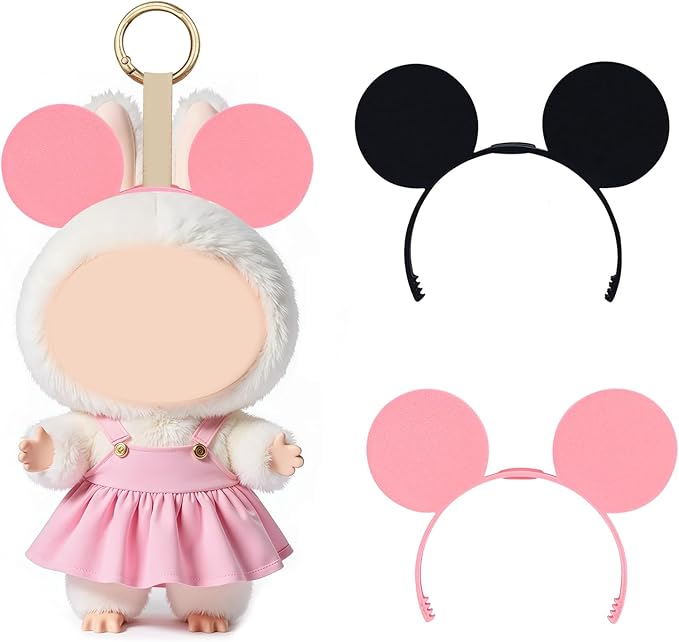 2 Pack 3D Printed Mouse Ears for Dolls, Cute Plush Accessory for Doll Decoration, Perfect for Cosplay, Parties, Gift