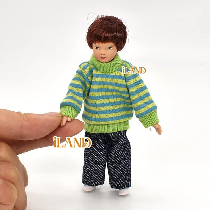 iland Dollhouse People 1/12 Scale, Dollhouse Family Doll incl Mum Dad (Modern Family 5pcs)
