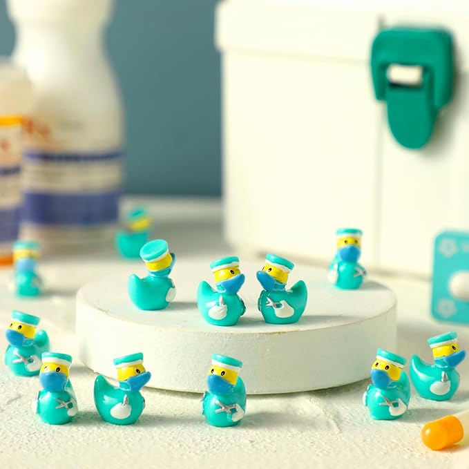 50 Pcs Themed Ducks Resin Ducks Resin Party Decorations for Crafts Making DIY Miniature Landscape Micro Decor Gifts (Doctor)