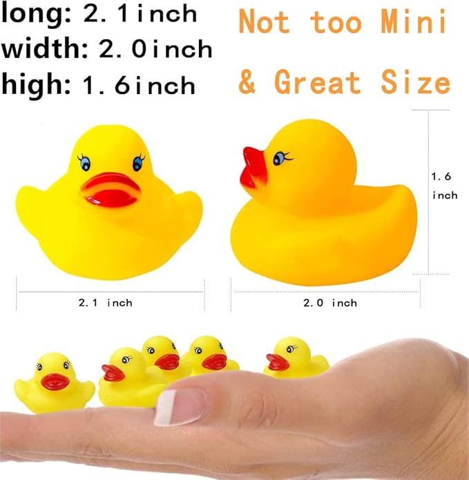 50-Pieces Float & Squeak Mini Duck Stress Relief Toys Stress Balls for Adult, Mini Round Eye Rubber Ducks Squeeze Fun for Birthday Party Office Christmas Stocking Stuffer Gift