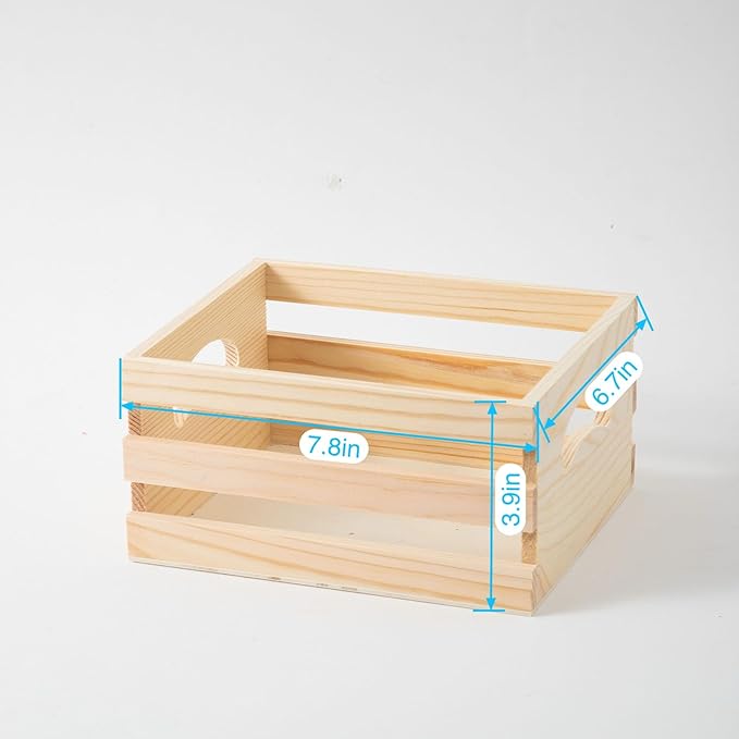 Set of 3 Rustic Wooden Nesting Crates with Handles, Decorative Wood Crates, Crate Box Wooden Storage Box for Kitchen, Office, Bedroom, Closet, Rustic Country Decor