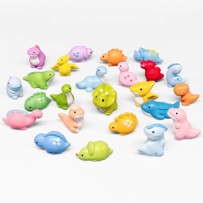 24 Styles Mini Resin Dinosaur Figurines Toys Tiny Plastic Bulk Crafts Small Animal Figures to Hide Dinosaur Party Favors for Miniature Dollhouse Accessories