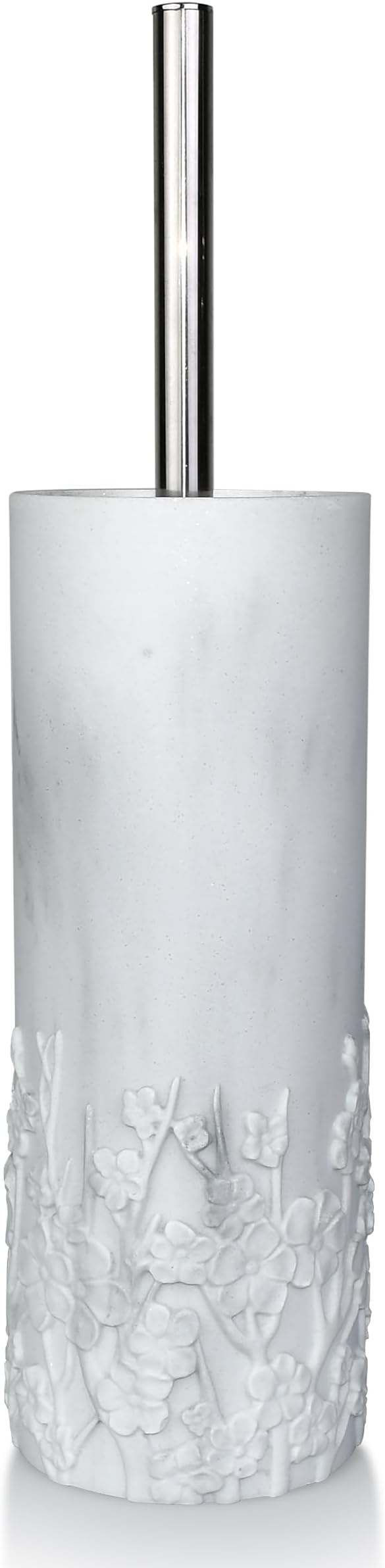 Indecor Home Marble Cherry Blossom Design Resin Toilet Brush and Holder Set for Bathroom, Stylish Design with Durable Bristles and Compact Storage