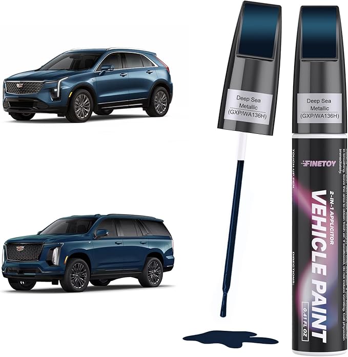 Deep Sea Metallic(GXP/WA136H) Touch up Paint for Cadillac, Quick & Easy Fix for Car Scratches, 2 in 1 Car Touch up Paint with Pen Tip and Brush, Auto Scratch Repair Pen with Exact Color Match