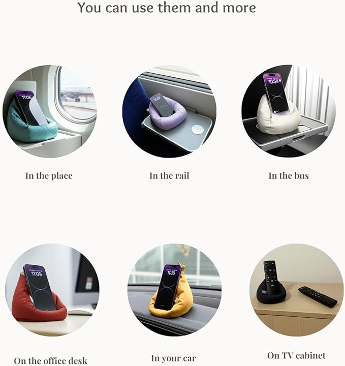2pcs Cover of Mini Bean Bag Chair Cell Phone Holder (No Filler) Ultra Soft Micro Suede Anti Slip Miniature Bean Bag Couch Brown