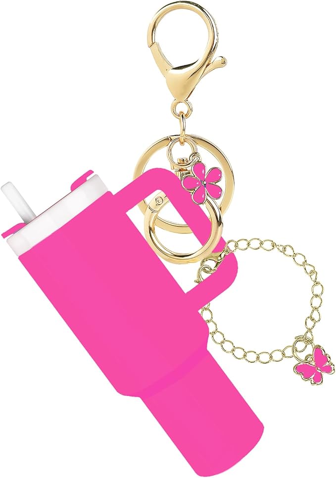 ERTUNA Mini Tumbler Keychain Accessories for Stanley Cup, 2 Way Cute Charms Chapstick Lip Balm Holder for Women Purse Handbag