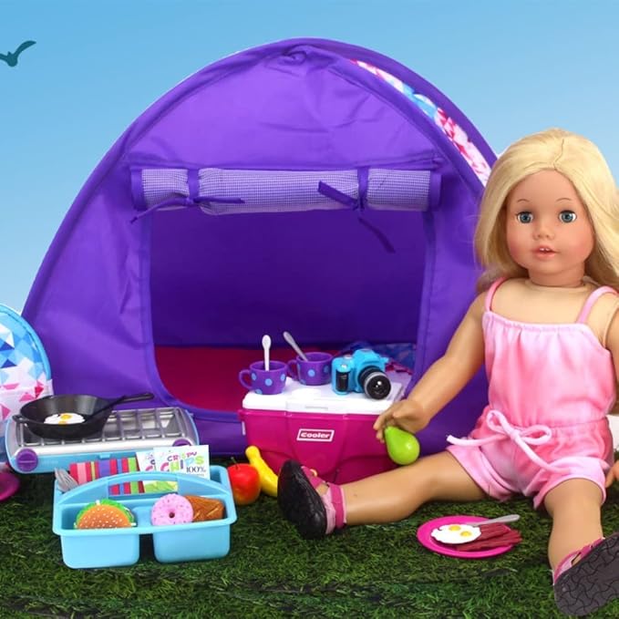 Sophia's 9 Piece Camp Stove and Food Set for 18" Dolls, Multicolor
