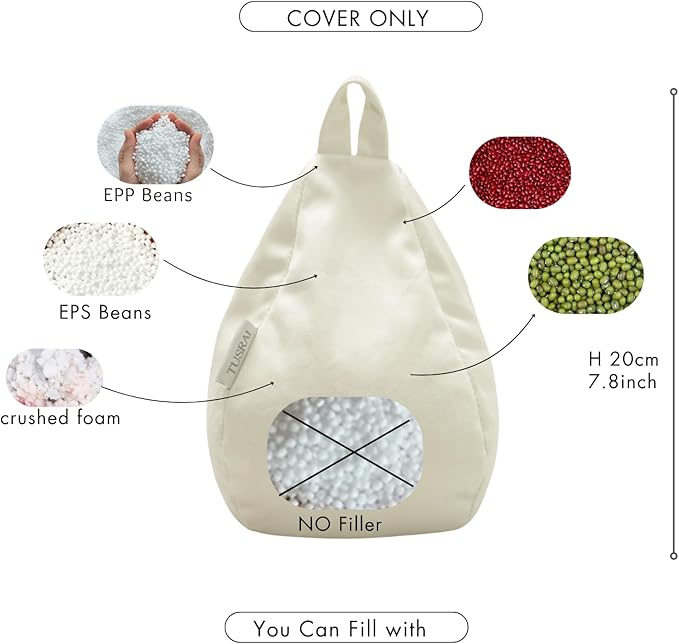 2pcs Cover of Miniature Bean Bag Couch for Doll (No Filler) Ultra Soft Microfiber Microsuede Anti Slip Mini Bean Bag Chair Cell Phone Holder White Chocolate